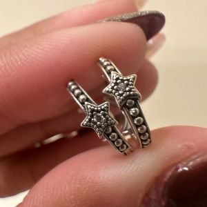 Pandora reversible star & moon earrings